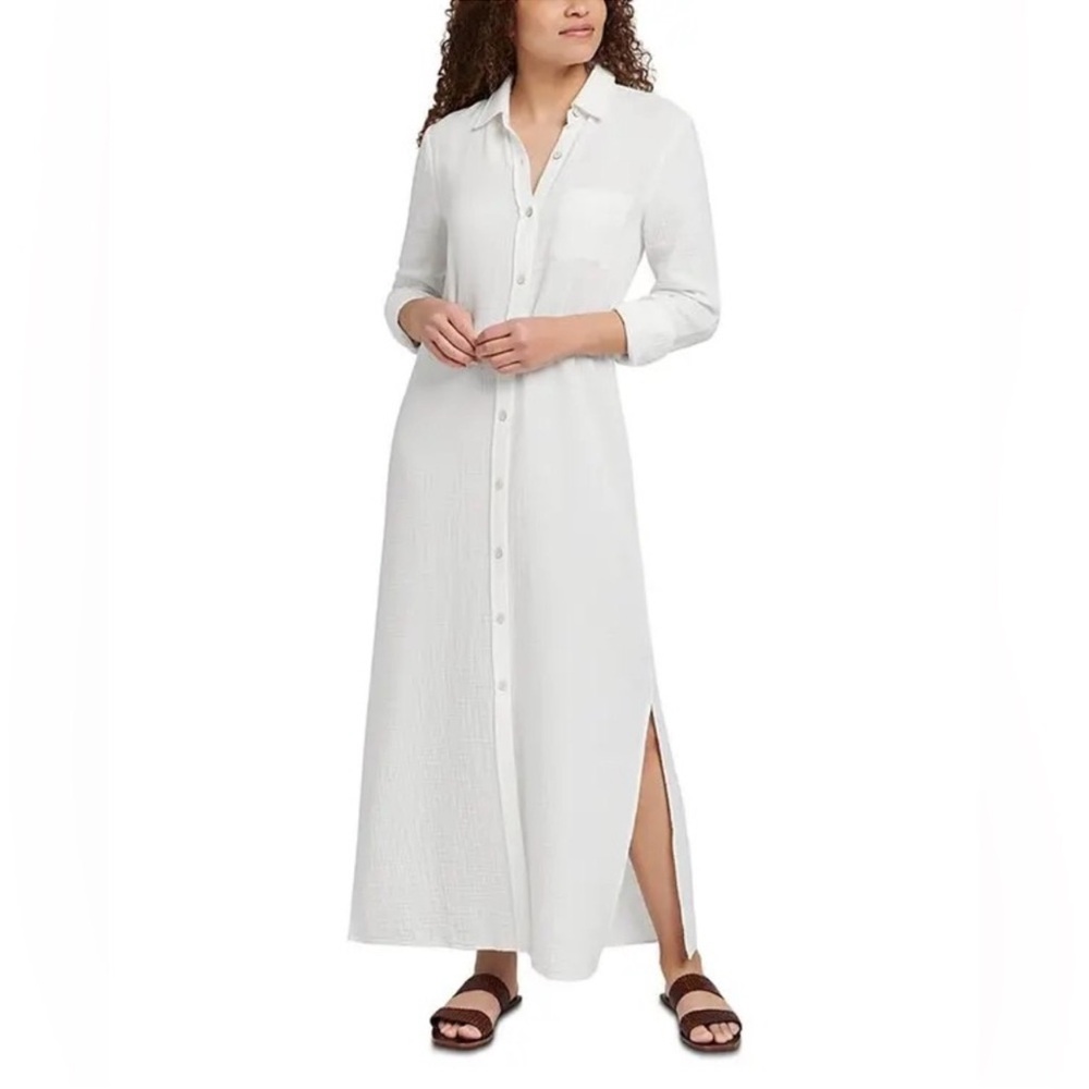 NWT FAHERTY Dream Cotton Gauze Maxi Shirt Dress Sz S - Picture 3 of 10